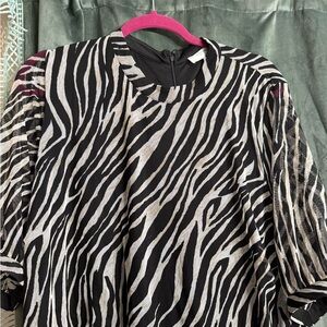 Addition Elle Black and White Zebra Print Blouse